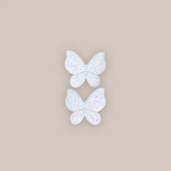 Load image into Gallery viewer, Clip pigtail - Petite opal glitter butterfly
