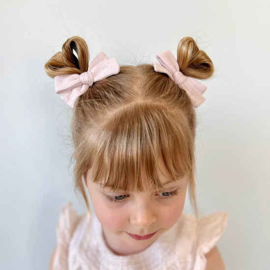 Classic Pigtail Set // Cotton Eyelet - Baby Blush