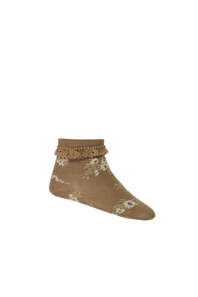 Load image into Gallery viewer, Jacquard Floral sock - Caramel cream
