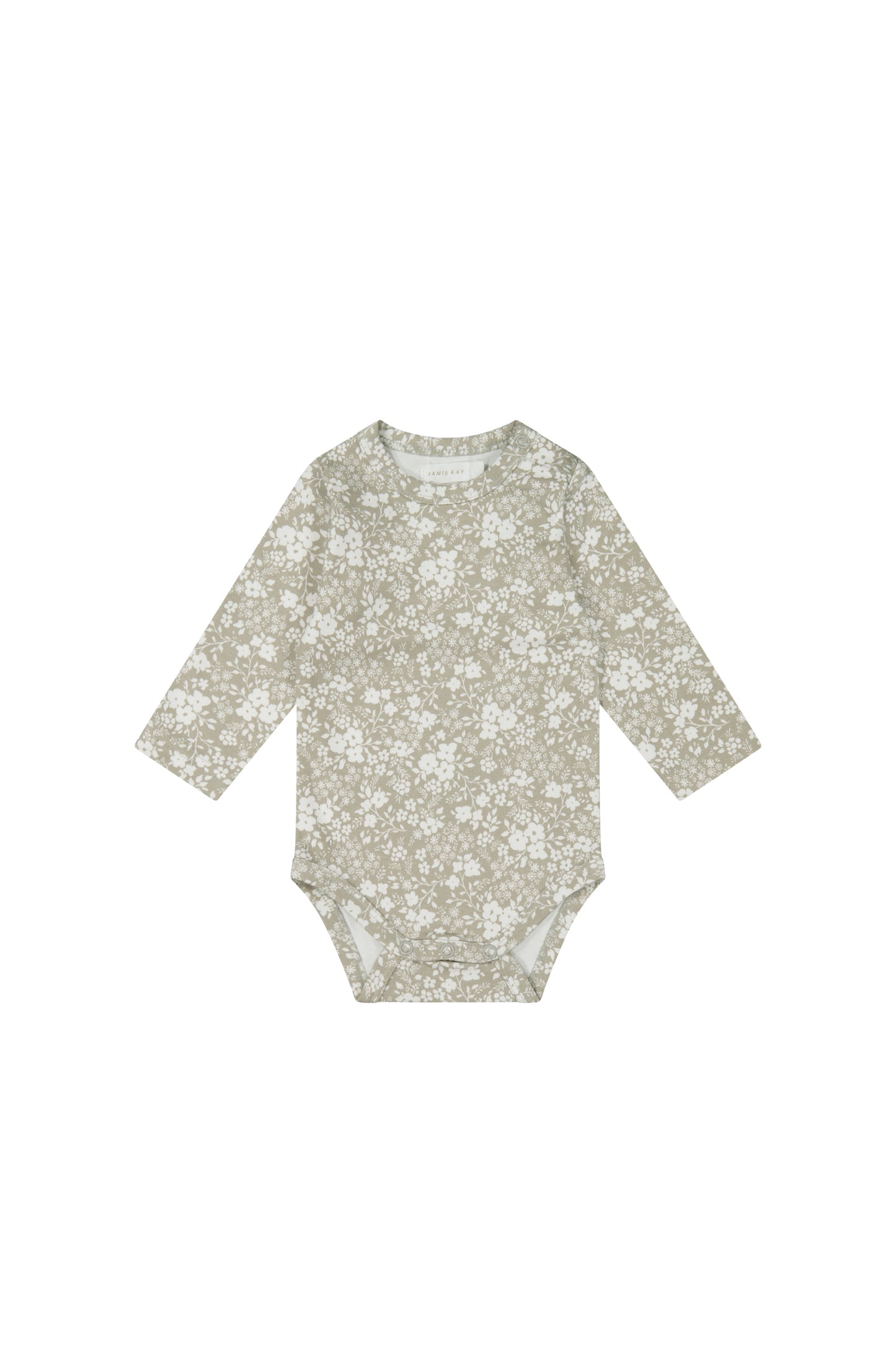 Load image into Gallery viewer, Organic Cotton Long Sleeve Bodysuit - Pansy Floral Mist
