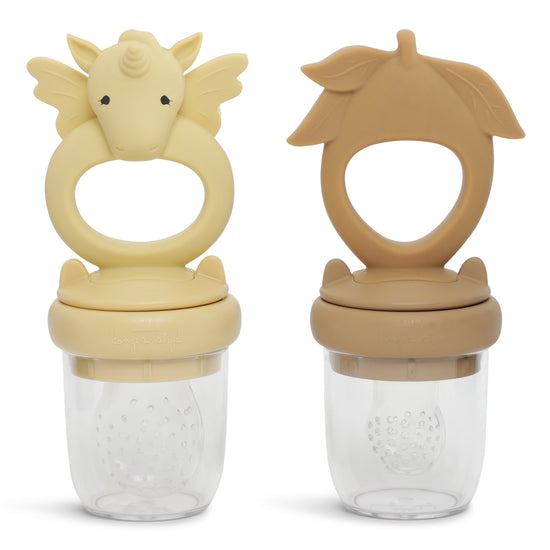 Load image into Gallery viewer, Silicone Fruit Feeding Pacifier Unicorn - LIMONADE/ALMOND
