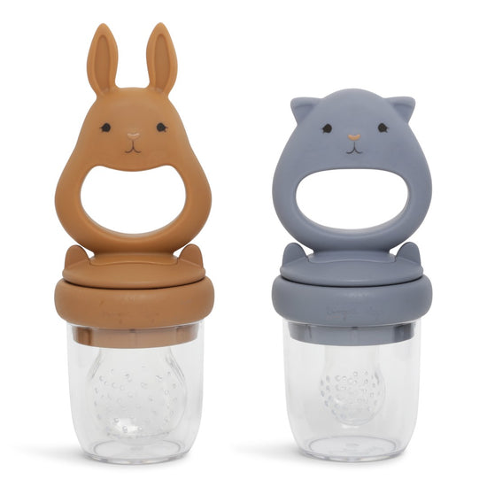 Load image into Gallery viewer, Silicone Fruit Feeding Pacifier Bunny - QUICKSILVER/CARAMEL
