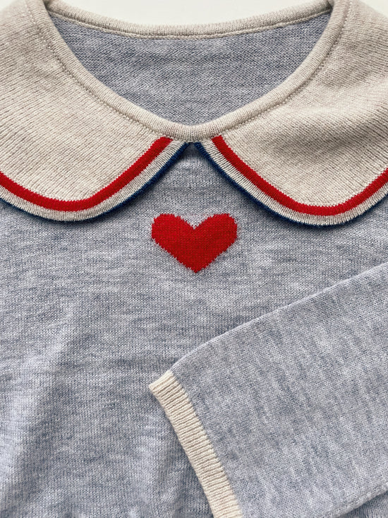 Load image into Gallery viewer, Maxime knit Collar Blouse - Heart stripe
