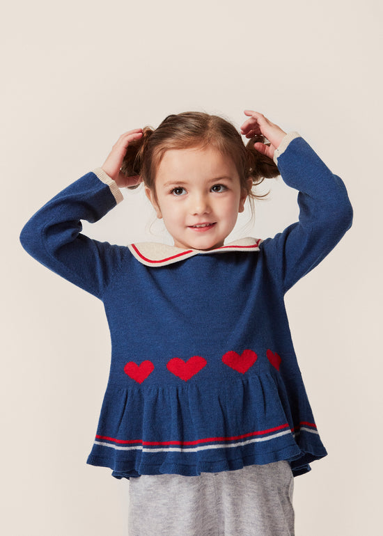 Load image into Gallery viewer, Maxime knit Collar Blouse - Navy peony
