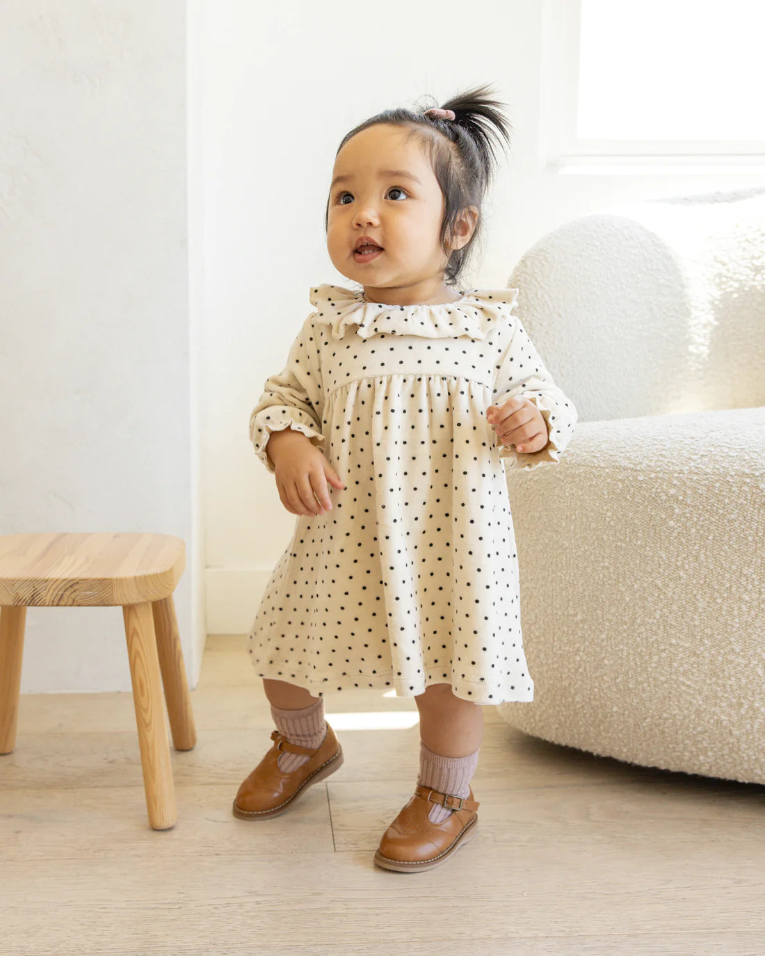 Load image into Gallery viewer, Velour Baby Dress - Polka Dot
