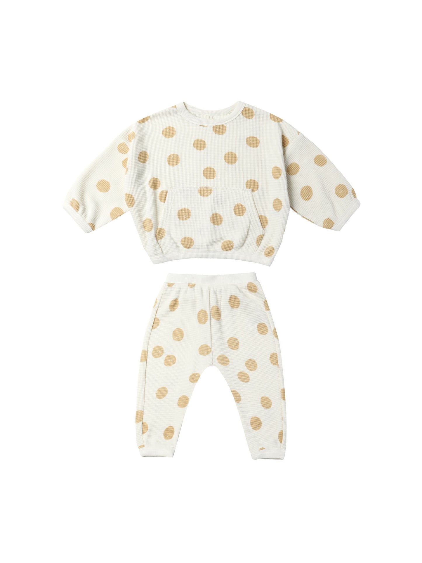 Load image into Gallery viewer, Waffle Sweater + Pant Set - Butter Dots
