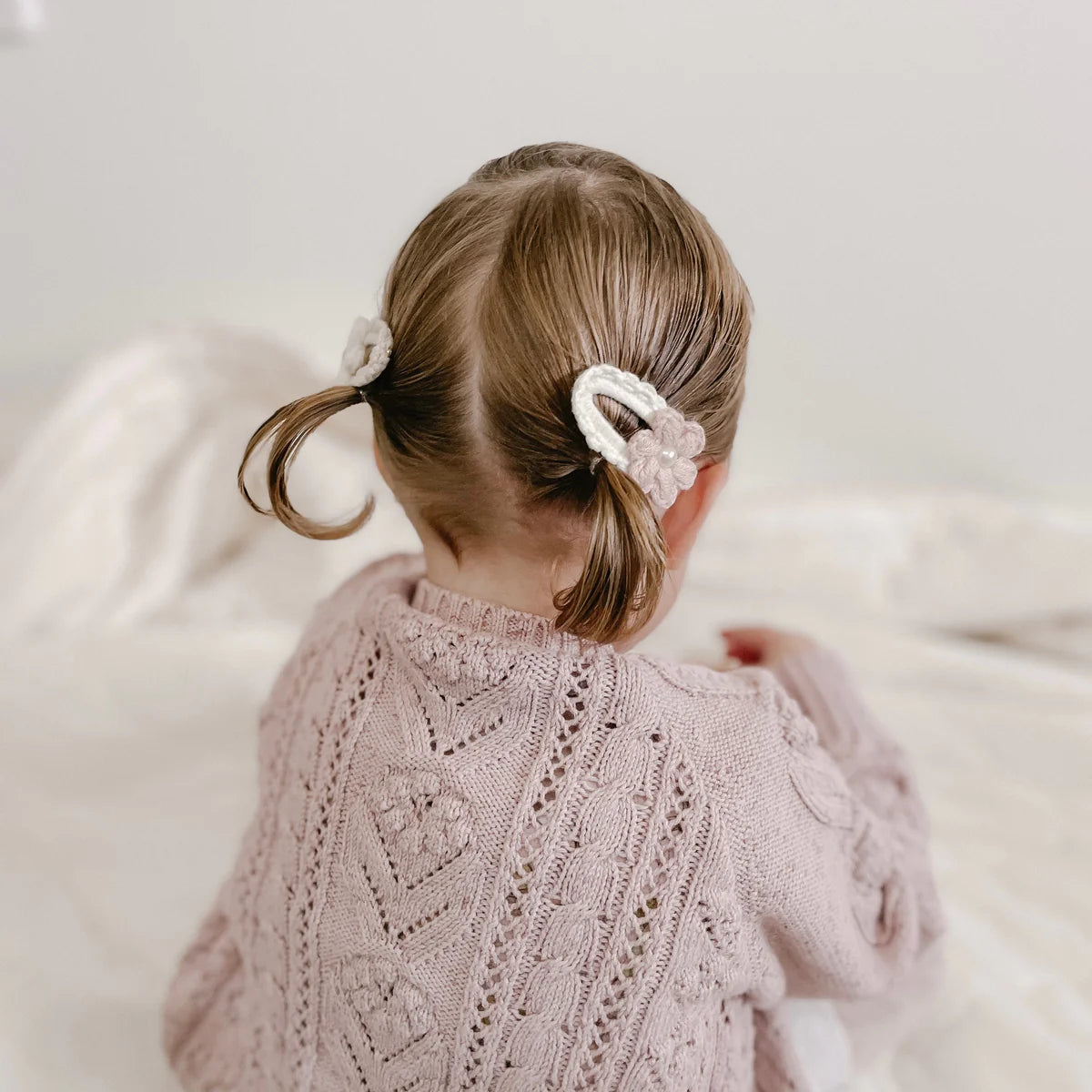 Flower Crochet Clip - Camellia Pearl Pink
