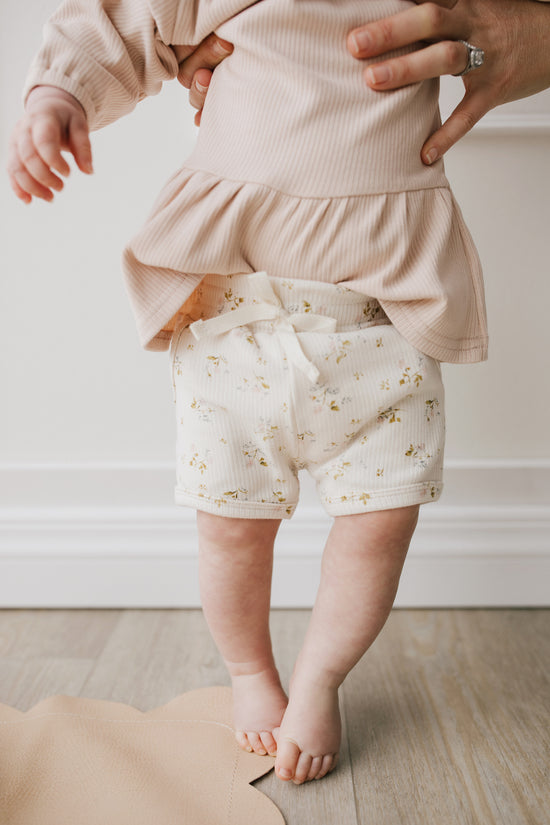 Organic Cotton Fine Rib Camille Short - Nina Watercolour Floral
