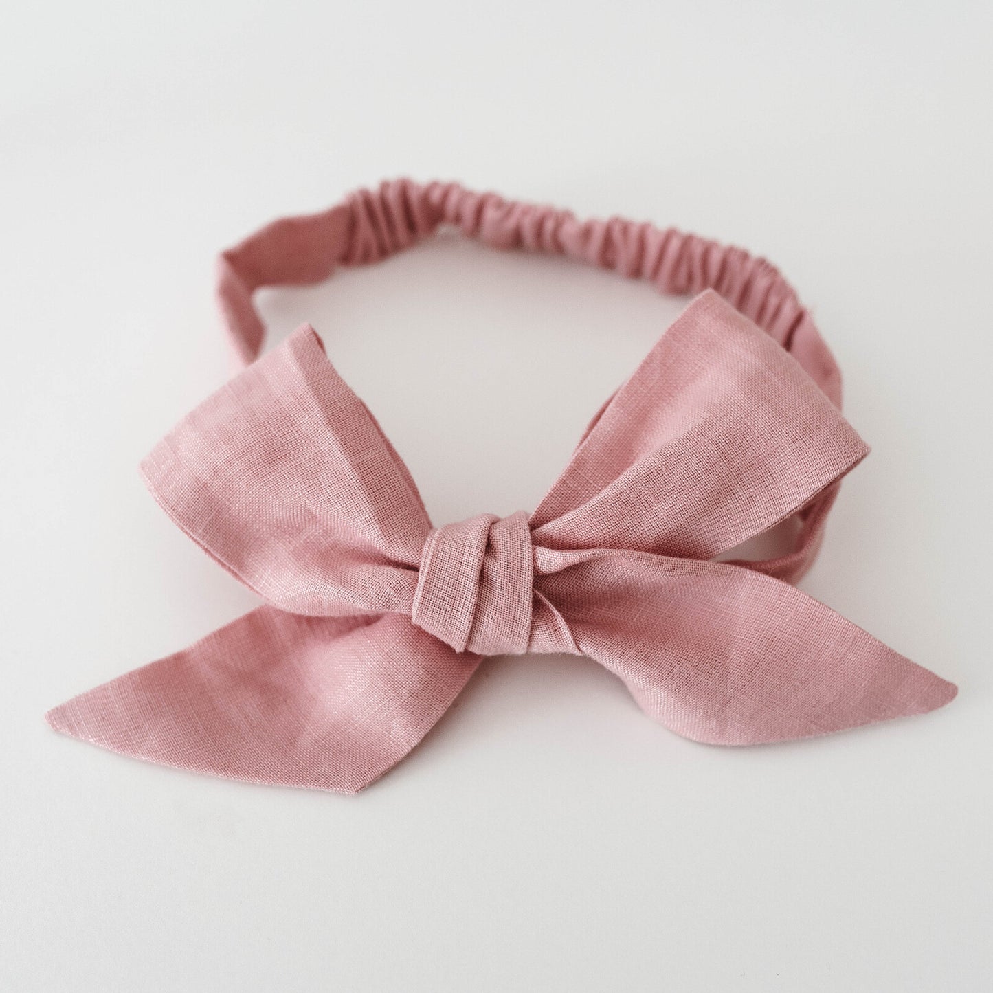Linen Bow Pre-Tied Headband Wrap - Dusty Pink