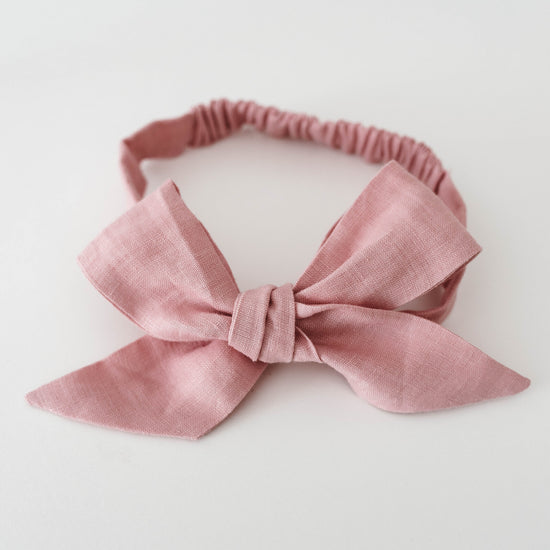 Linen Bow Pre-Tied Headband Wrap - Dusty Pink