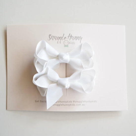 Load image into Gallery viewer, Small Piggy Tail Pair - White Clip Bow
