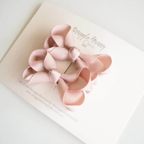Small Piggy Tail Pair - Nude Clip Bow