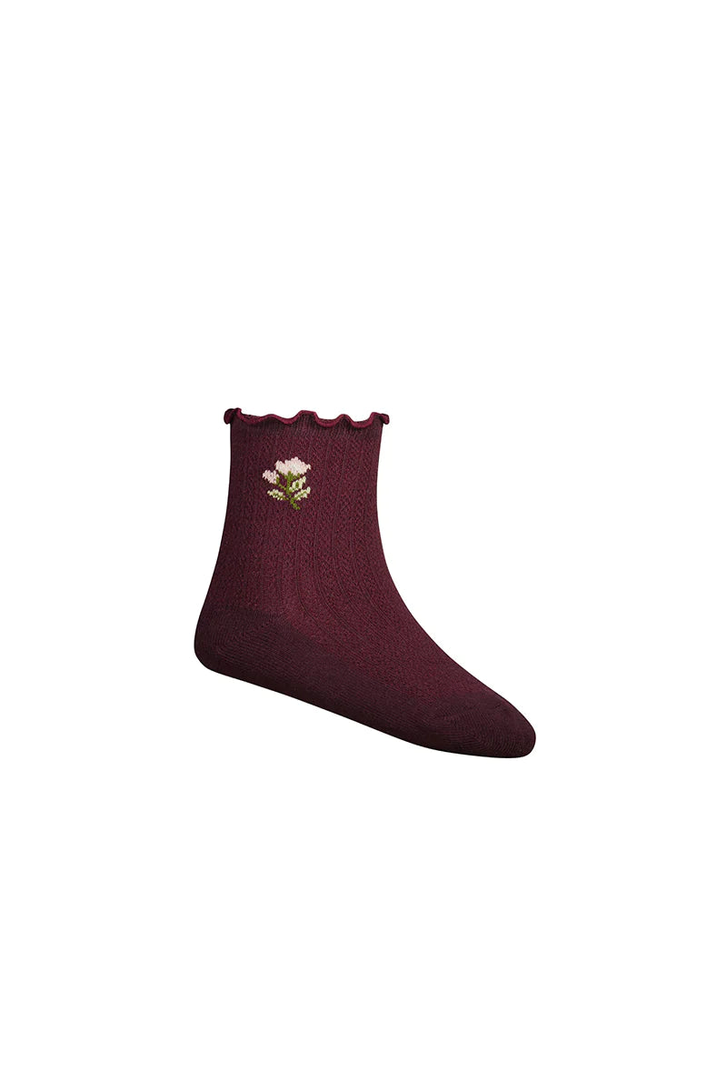Load image into Gallery viewer, Emilia Frill Ankle Sock - Fig
