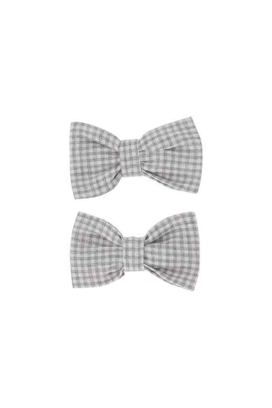 Organic Cotton Gingham Mini Bow Two Pack - Sky
