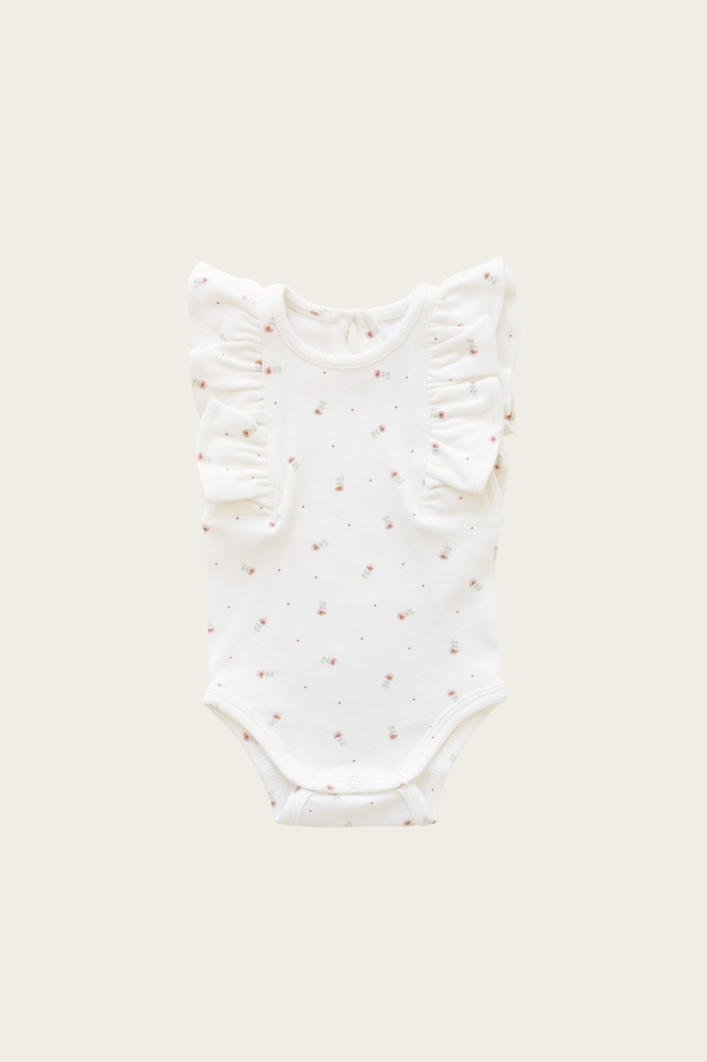 Organic Cotton Frill Singlet Bodysuit- Buttercup Floral