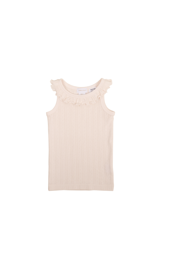 Load image into Gallery viewer, Organic Cotton Pointelle Frill Singlet - Rose Quartz
