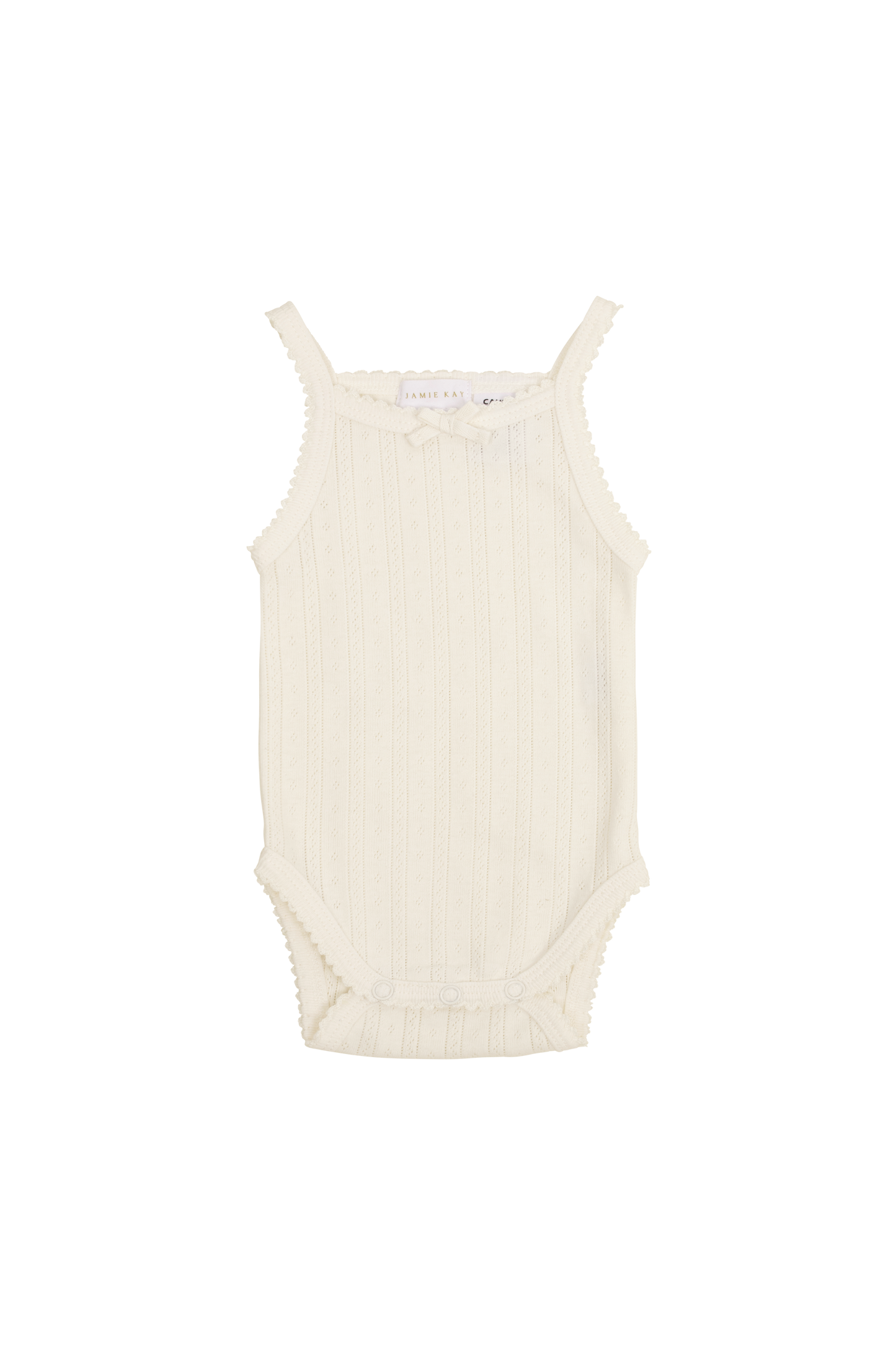 Organic Cotton Pointelle Singlet Bodysuit - Natural