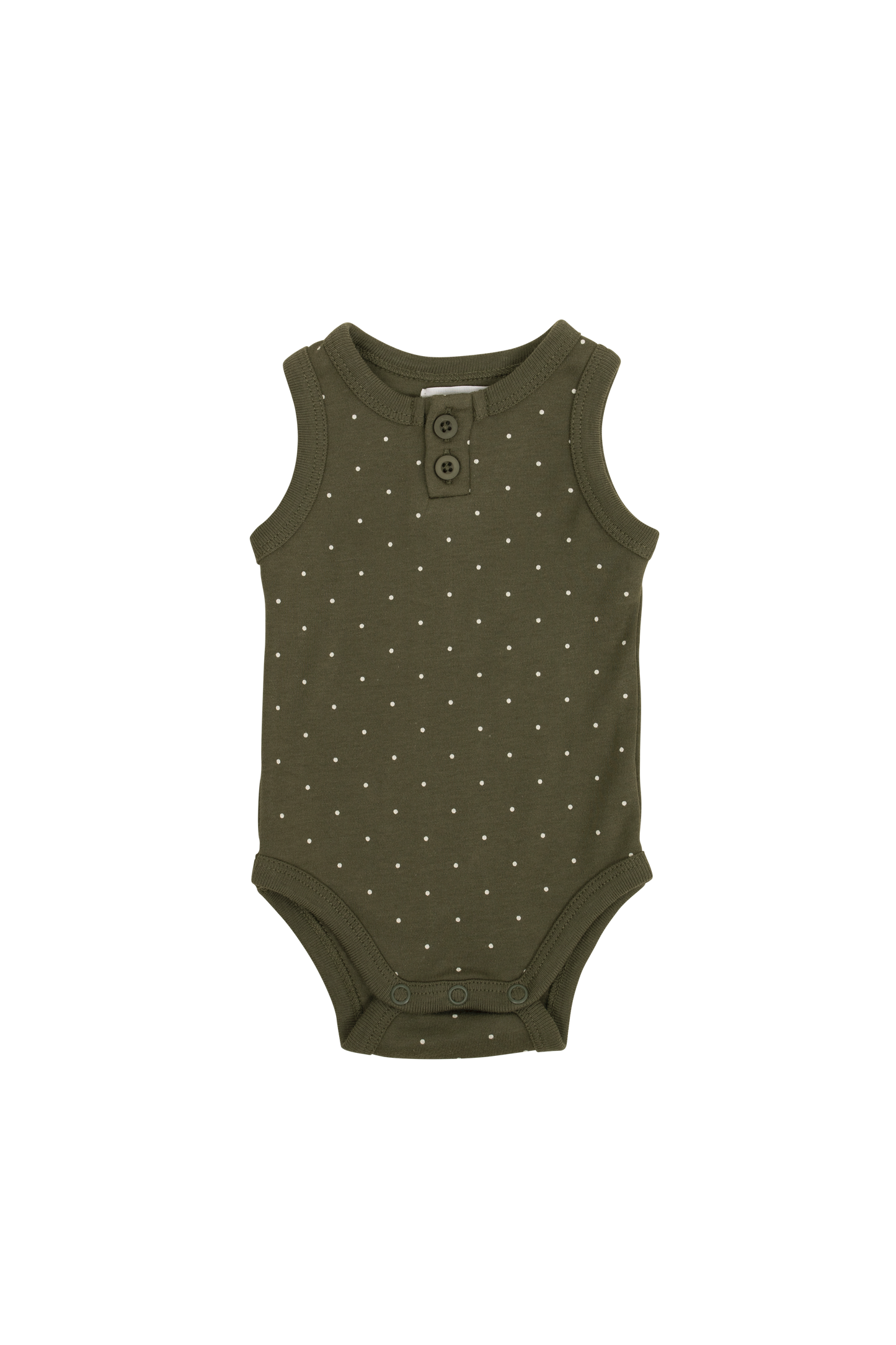 Organic Cotton Singlet Bodysuit - Tiny Dots Olive