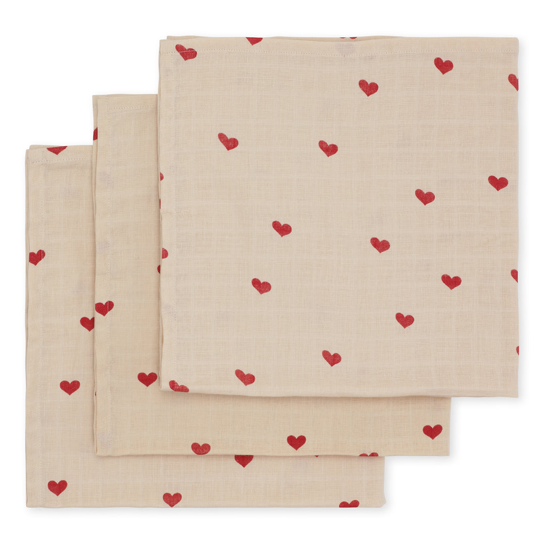 Load image into Gallery viewer, 3 pack muslin cloth GOTS - Amour Rouge
