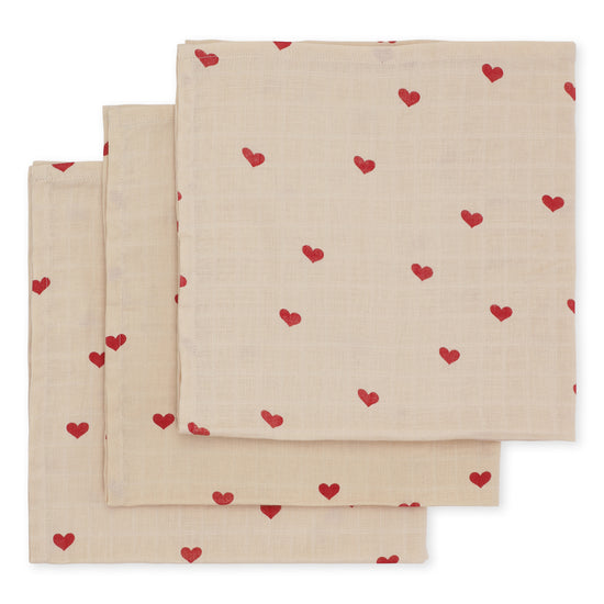 3 pack muslin cloth GOTS - Amour Rouge