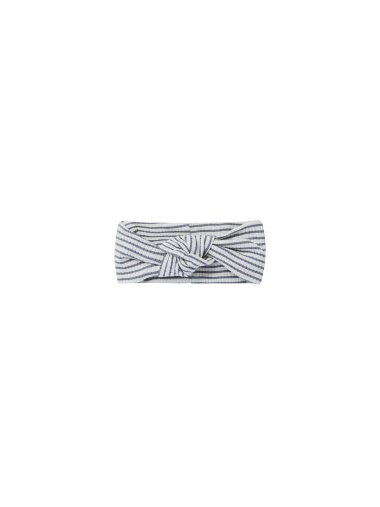 Ribbed Knotted Headband - Indigo Stripe