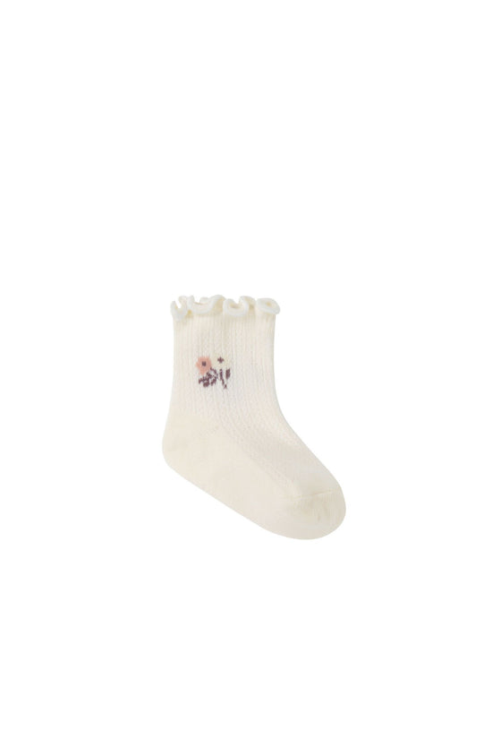 Load image into Gallery viewer, Emilia Frill Ankle Sock - Egret
