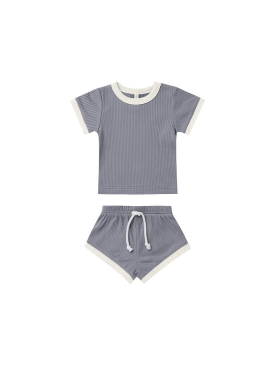 Load image into Gallery viewer, Ribbed Shortie Set - Washed Indigo
