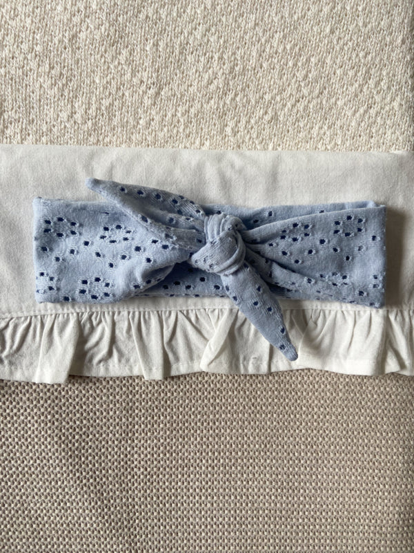 Rib fabric headband - Light blue embroidery